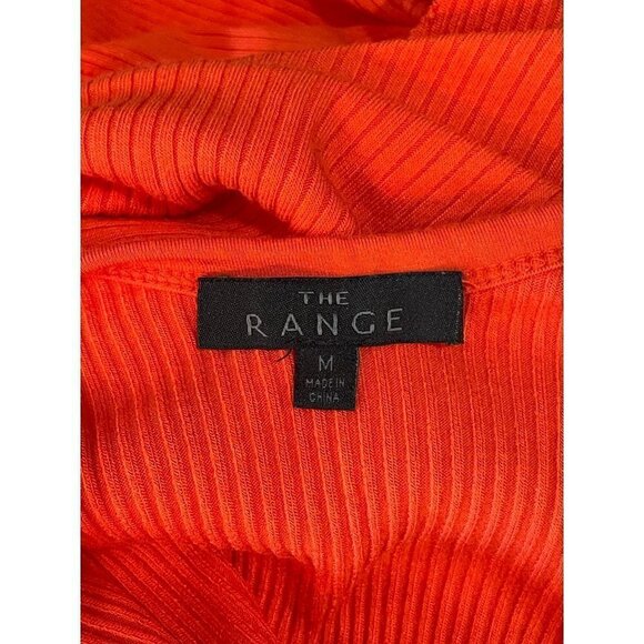 The Range Alloy Rib Cinched Bodycon Midi Dress Fuego Red Orange Womens Medium - Picture 11 of 13